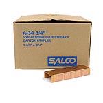 C-34 3/4" carton staples, 1-1/4 inch crown. LF, 5,000/box. Salco Brand.