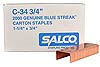 C-34 3/4" carton staples, 1-1/4 inch crown. LF, 20,000/CTN. Salco Brand.