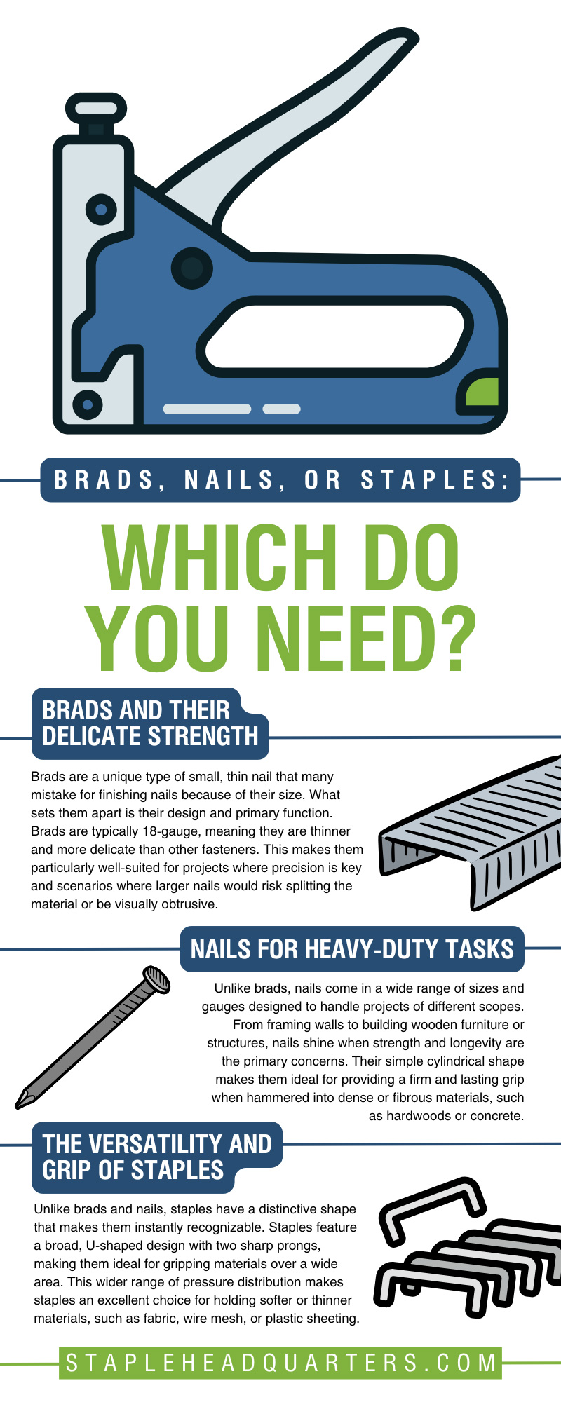Brads, Nails, or Staples: Which Do You Need?